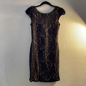 Black Lace Dress with Nude